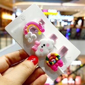 Pastel Pink & White Rainbow, Cloud, and Lollipop hair clip set, NWOT